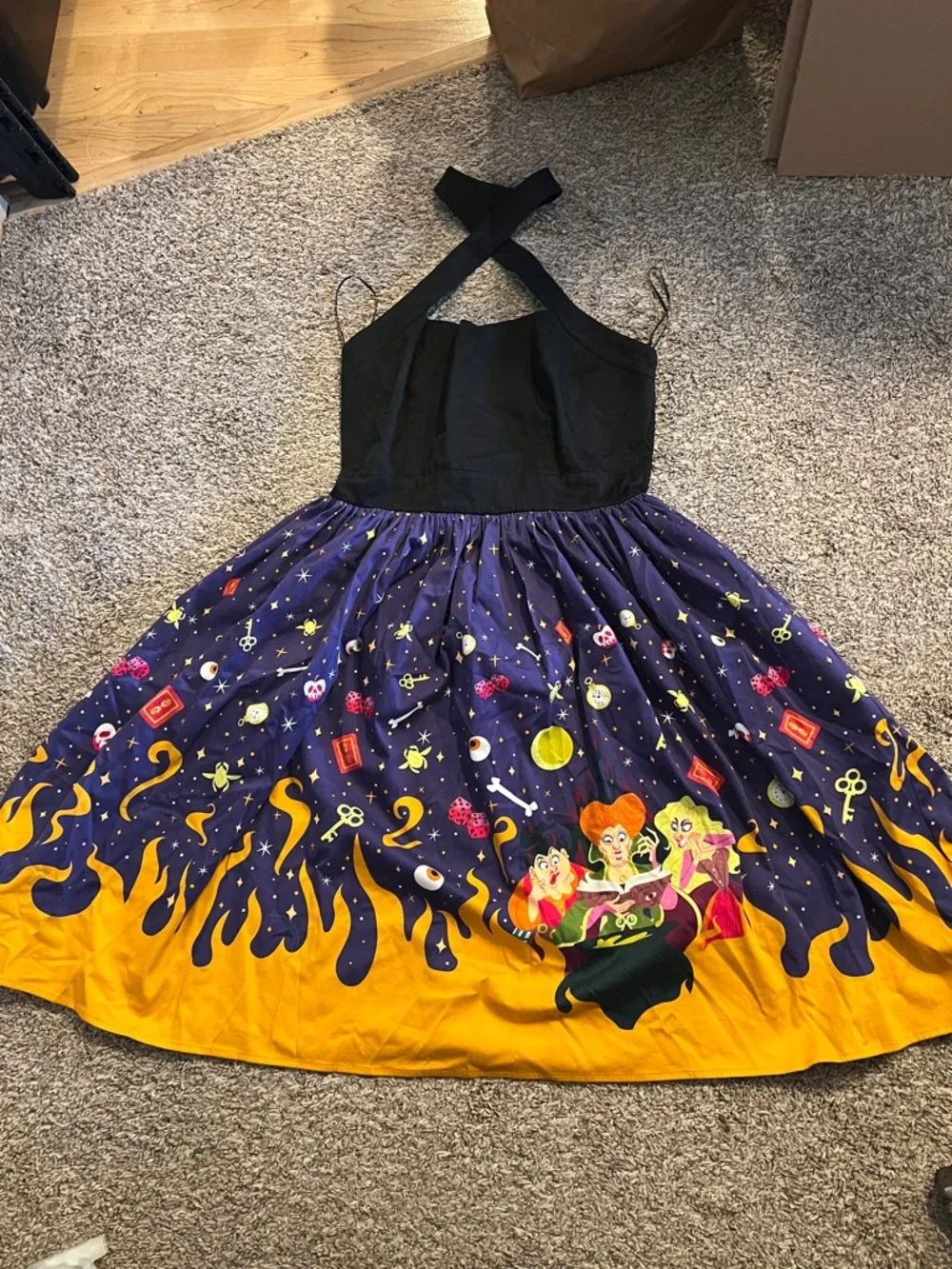 Hocus Pocus Halter Fit & Flare 50’s MCM Silhouette Dress - Picture 1 of 5